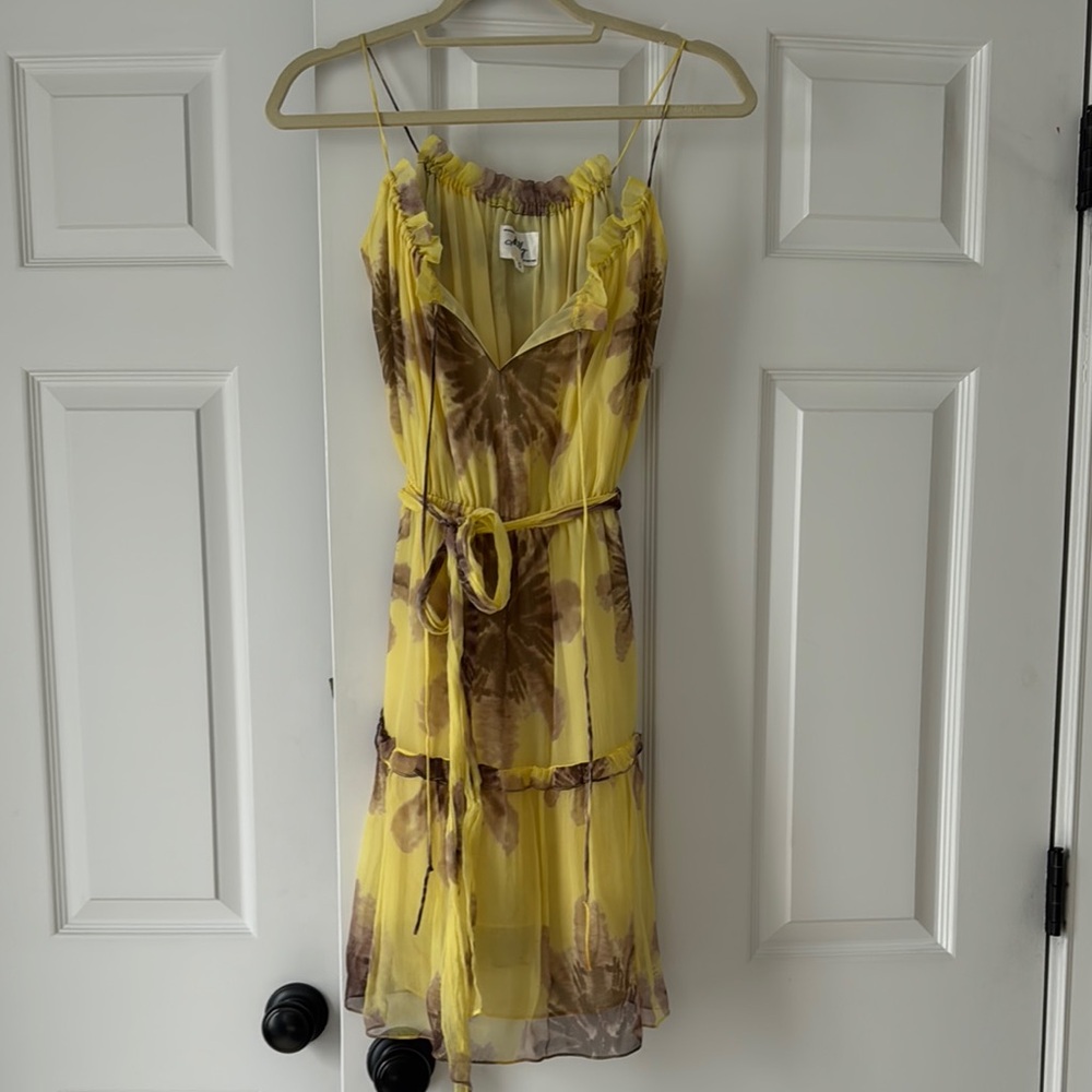 Yellow and Brown Floral Dress